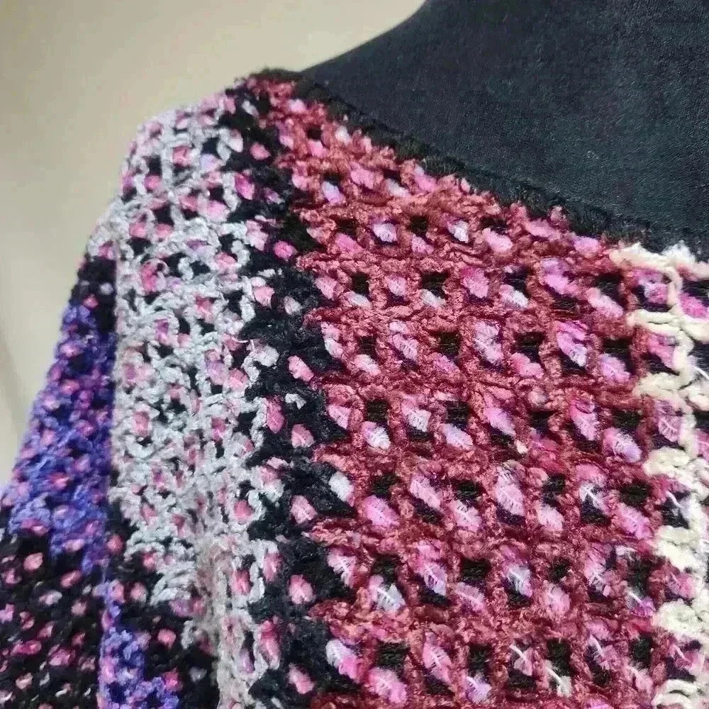 Small/Petite Bonnie And Bill New Yrok Multi-Color Chenille Sweater 3/4Raglan‎